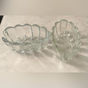 Vintage Princess House Crystal Utensil Spoon & Fork Rest Holders Set of 2